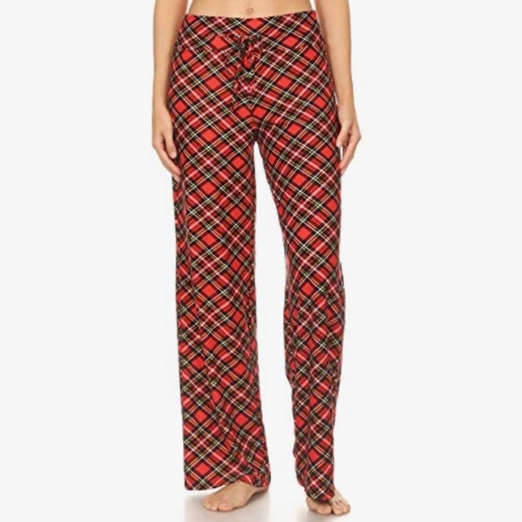 Leggings Depot Red Tartan Plaid Size Large NEW! With Tags Plaid Comfy Pants NEW - Picture 2 of 4